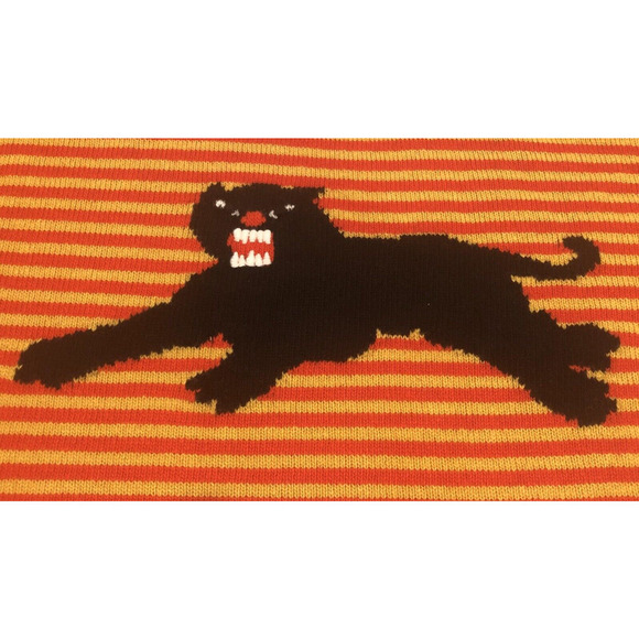 Gucci Women Sweater Tiger Black Panther Striped Red Yellow Size Small Wool $1495 - Picture 6 of 12